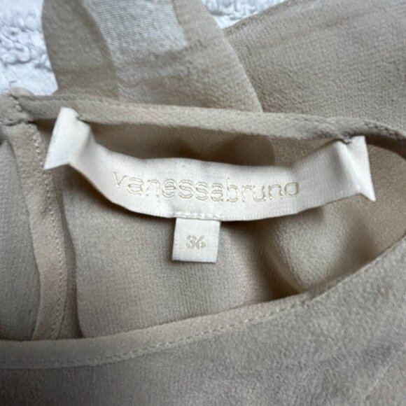 Vanessa Bruno Womens Embroidered Chiffon Silk Blouse Top Sz 36 Ivory Long Sleeve - Picture 3 of 9